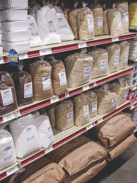 Shelves of dry goods