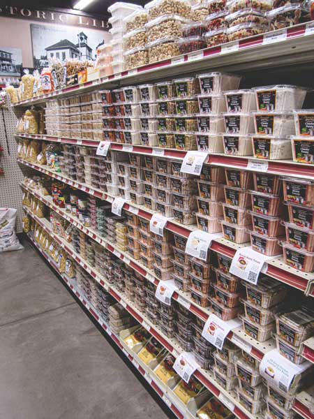 Shelves of dry goods