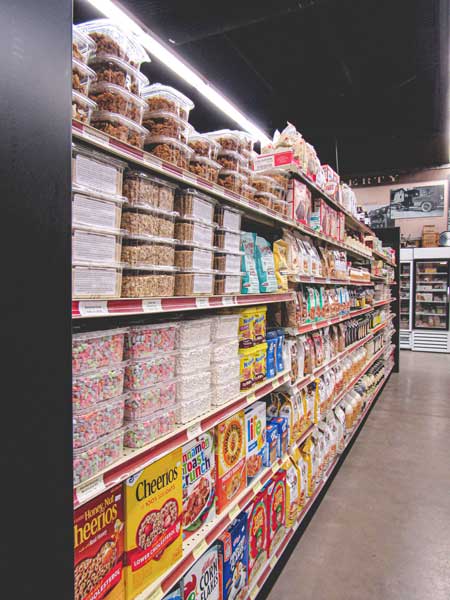 Shelves of dry goods